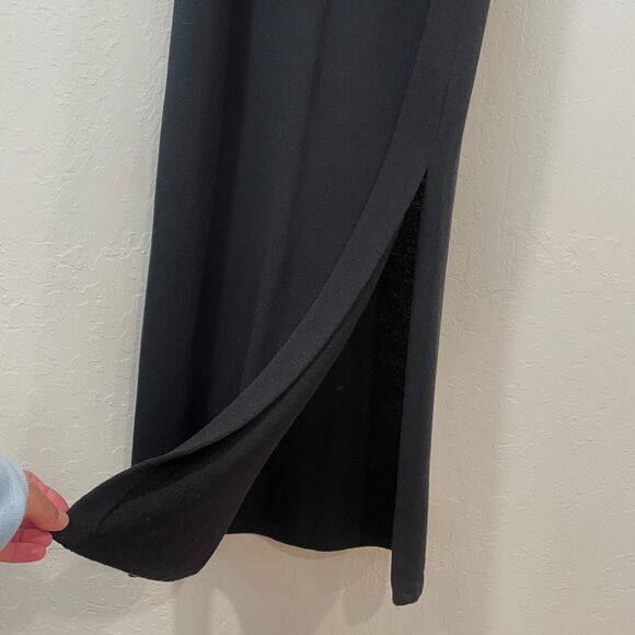 ~ St. John Caviar 12 Skirt Black Long Maxi Floor Side Slit Luxury Knit 14 16 XL - Picture 3 of 10
